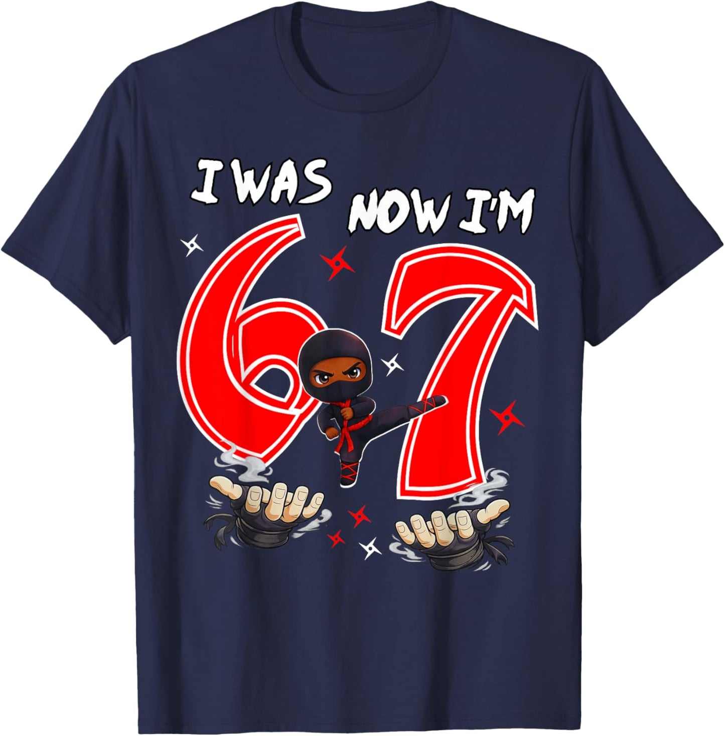 I was 6 Now I'm 7 Ninja 7th Birthday T-Shirt - T-Shirt | Navy