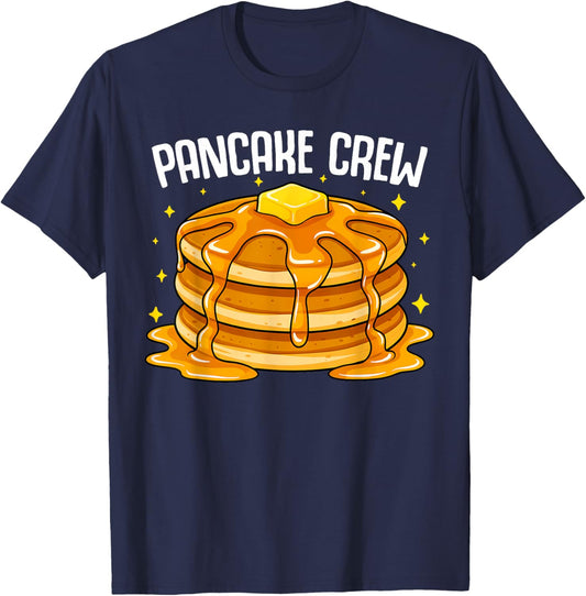 Pancake Crew Breakfast Food Syrup Cute Cake Maker Foodie T-Shirt - T-Shirt | Navy