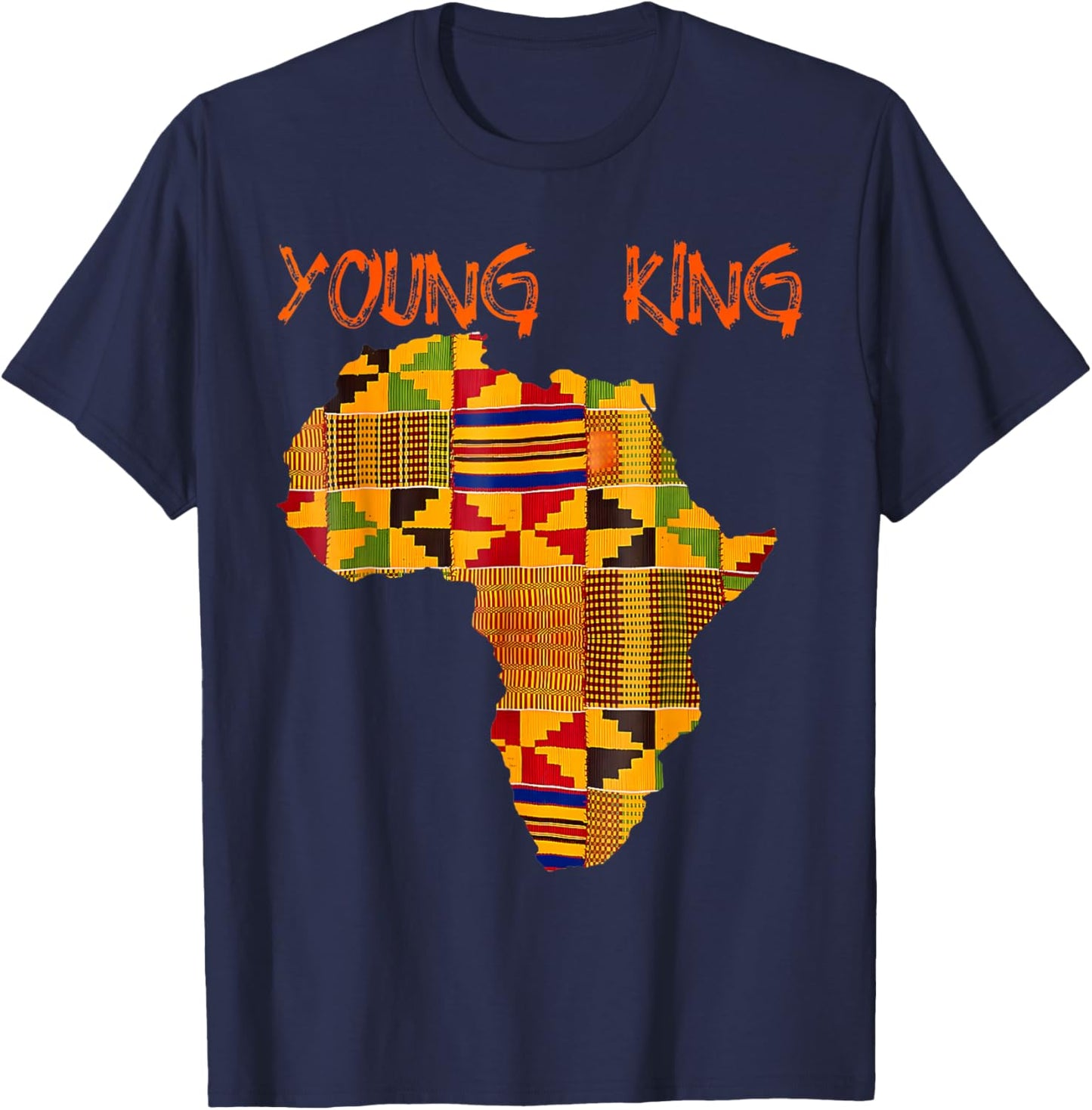 Black History Young King Africa Map African Boys Kids Men T-Shirt - T-Shirt | Navy