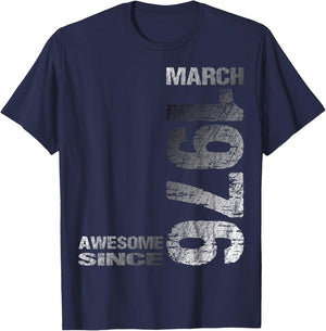 Awesome Since March 1976 Vintage 50. Birthday T-Shirt - T-Shirt | Navy