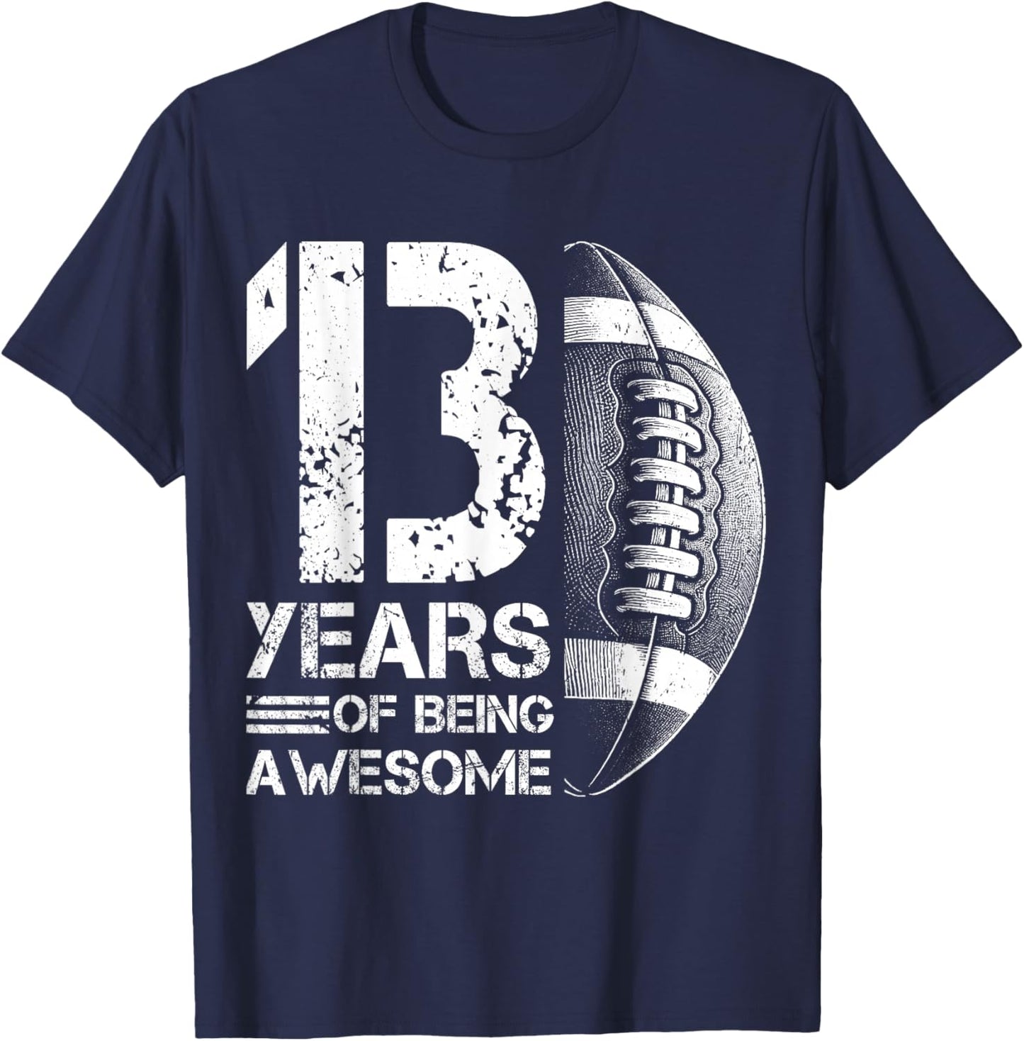 13th Birthday Retro American Football 13 Years Old Boy Girl T-Shirt - T-Shirt | Navy