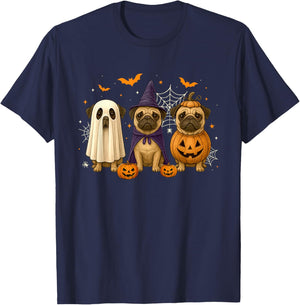 Funny Pug Ghost Witch Pumpkin Halloween Costume Spooky T-Shirt - T-Shirt | Navy