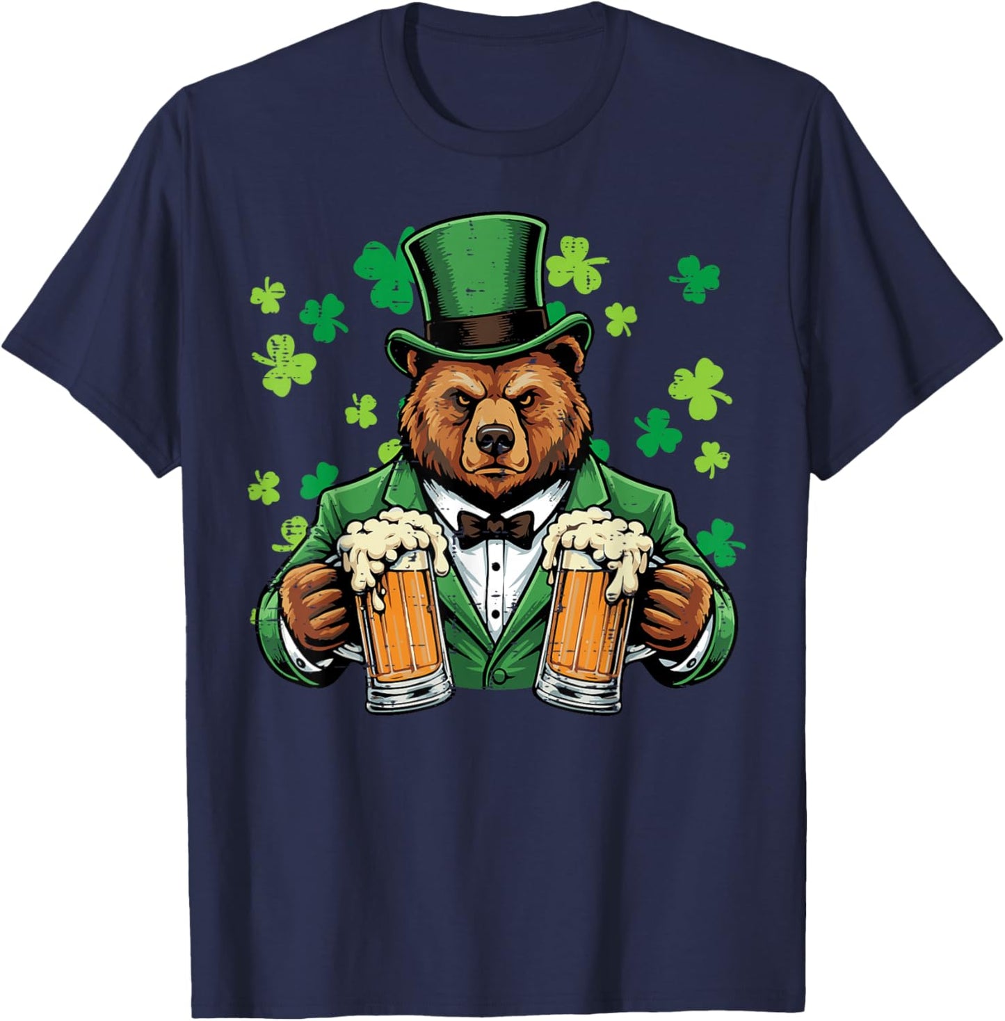 St Patricks Day Bear Funny Irish Pub Paddys Men Women T-Shirt - T-Shirt | Navy
