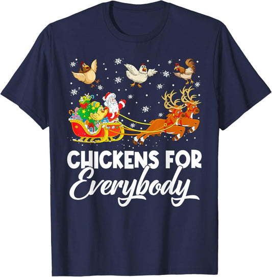 Chickens for Everybody Santa Sleigh Merry Christmas Pajamas T-Shirt - T-Shirt | Navy