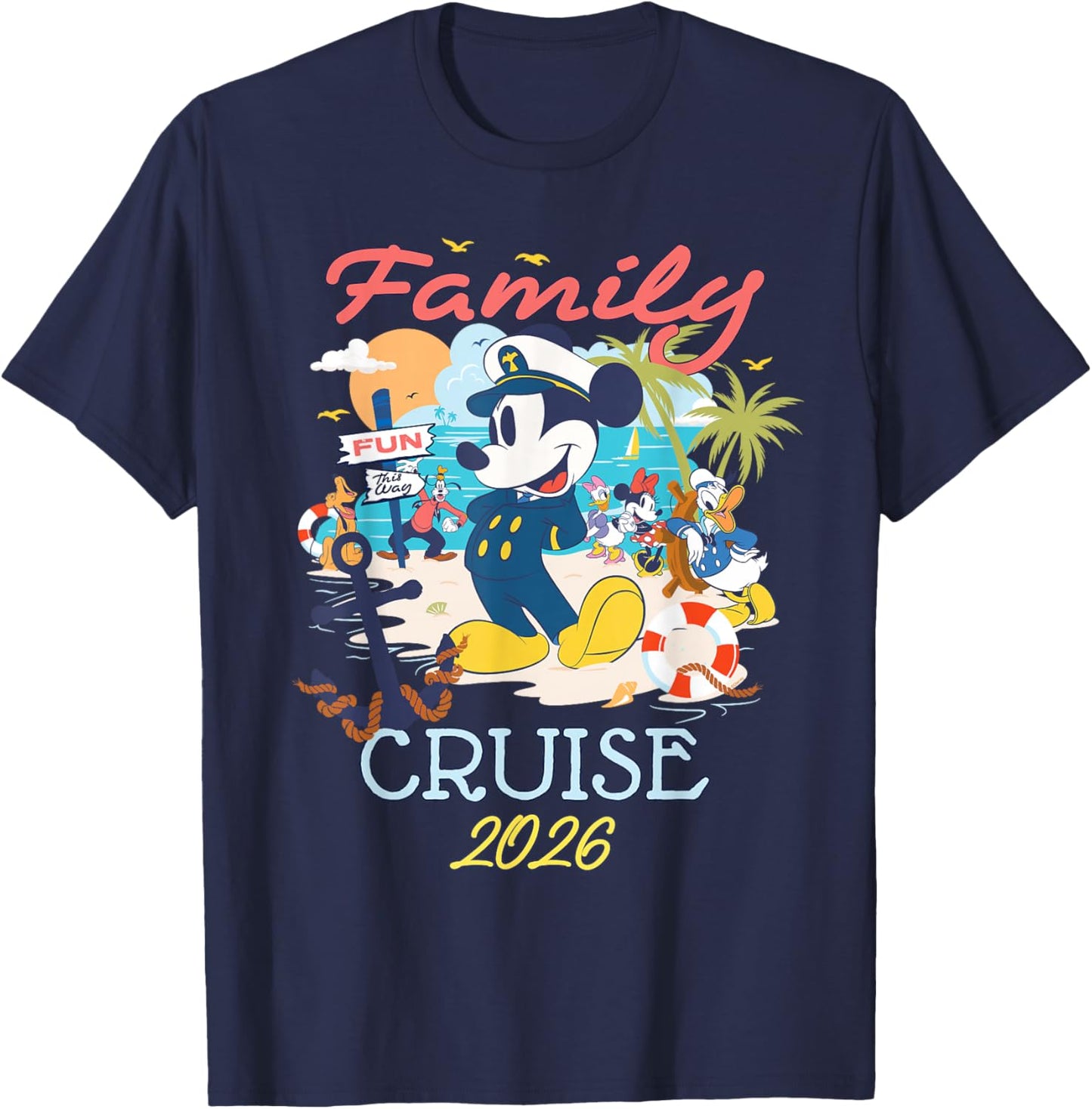 Disney Mickey Mouse & Friends Family Cruise 2026 Vacation T-Shirt - T-Shirt | Navy