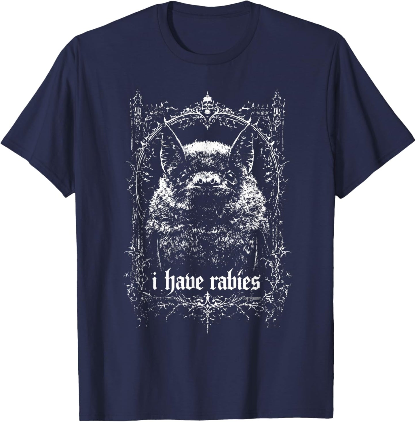 I Have Rabies Bat Grunge Y2k Vintage 90s T-Shirt - T-Shirt | Navy