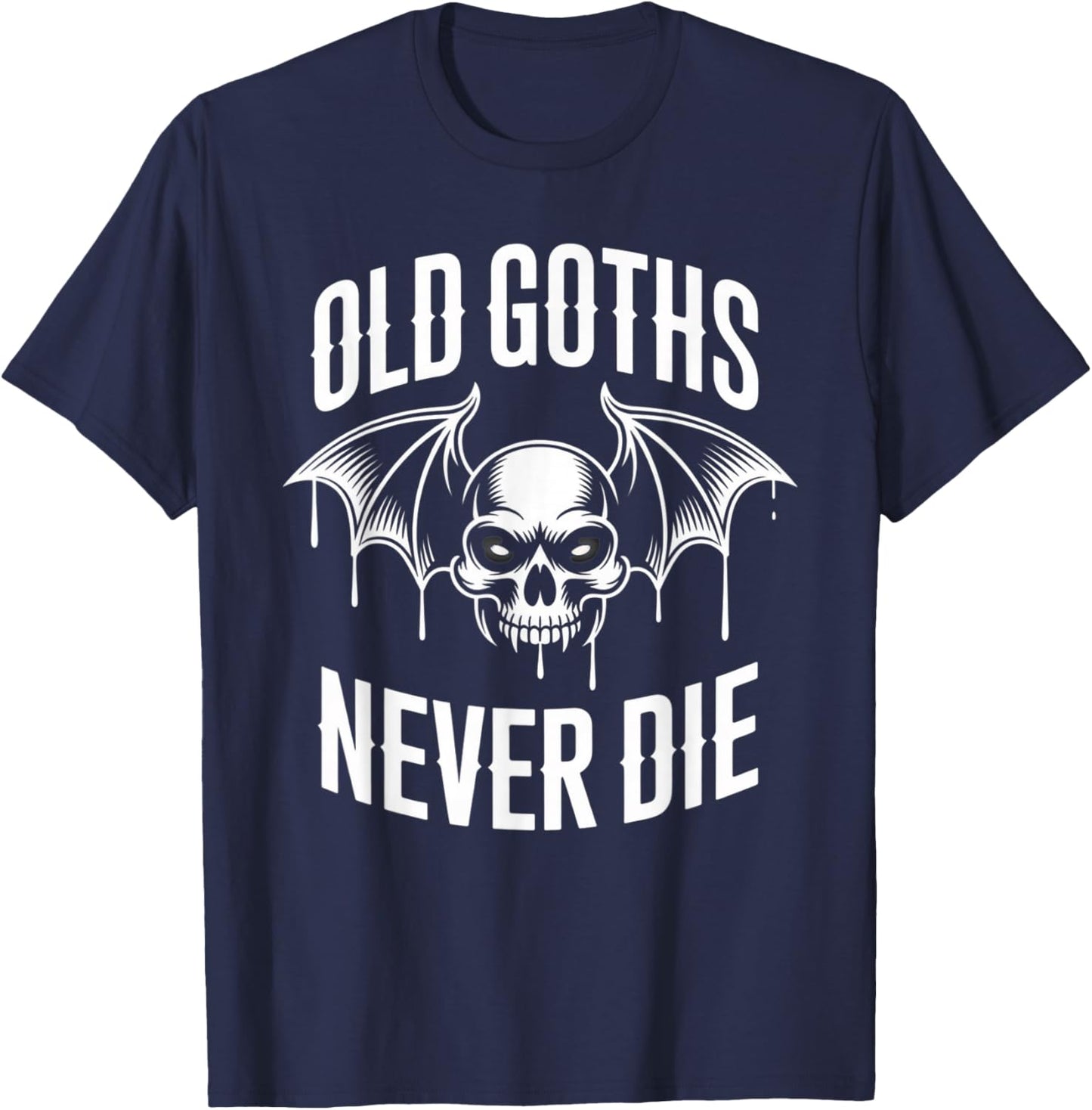 Vintage Old Goths Never Die Bats Rose Goth Girl Gothic Shirt T-Shirt - T-Shirt | Navy