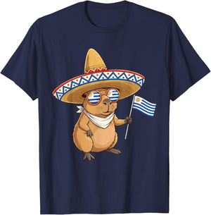 Uruguay Roots Capybara Uruguayan Flag T-Shirt - T-Shirt | Navy