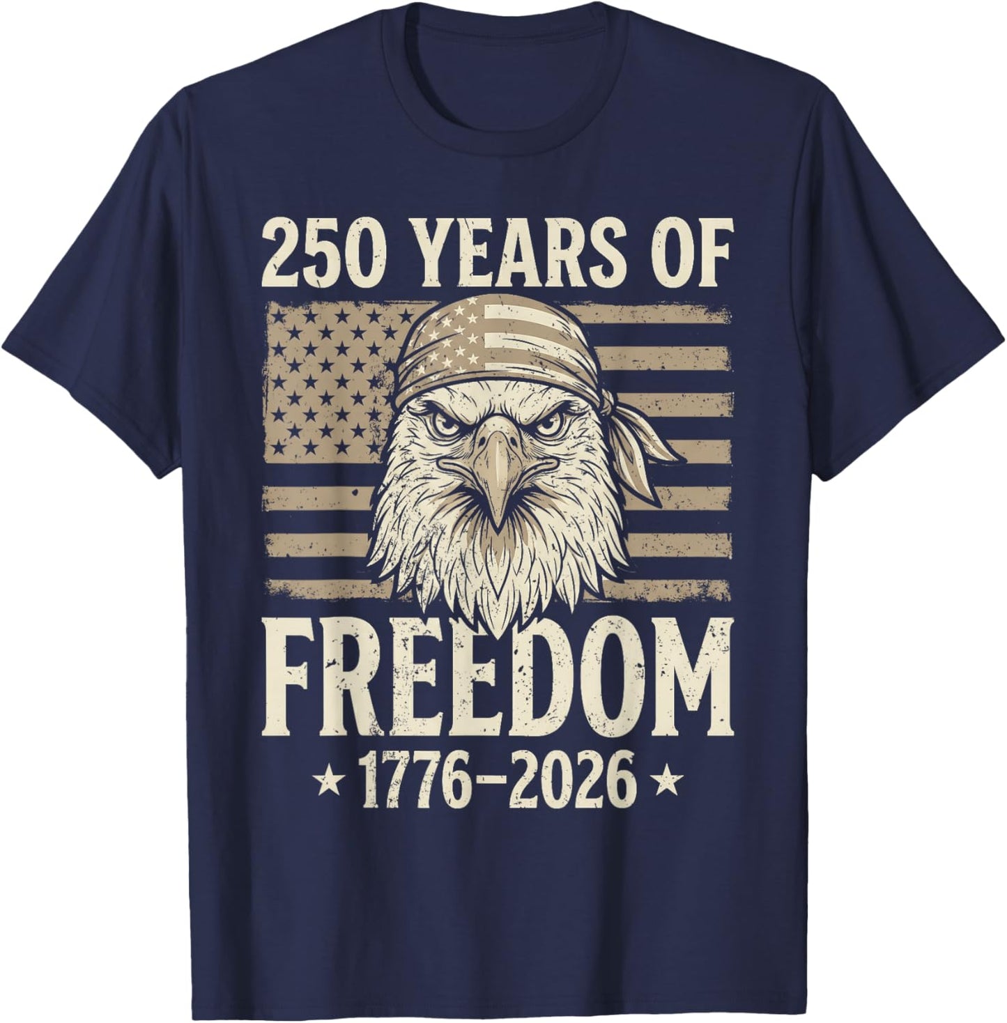 Flag Vintage 250 Years American 1776 2026 250th USA Birthday T-Shirt - T-Shirt | Navy