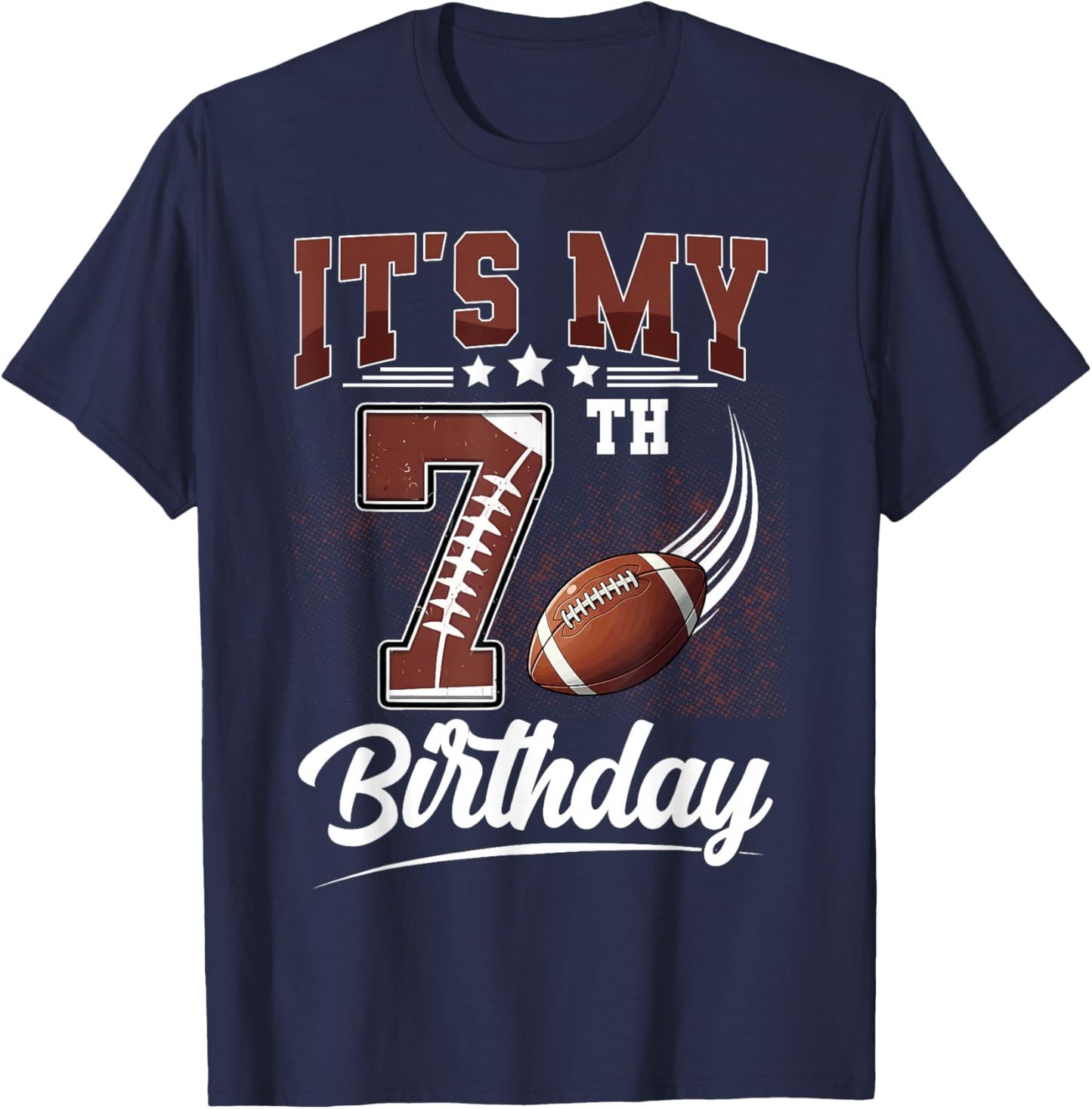 Kids It's My 7th Birthday Boy Football Lover 7 Year Old Boys T-Shirt - T-Shirt | Navy