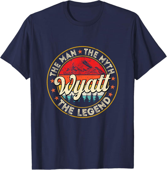 Wyatt The Man The Myth The Legend Personalized Name T-Shirt - T-Shirt | Navy