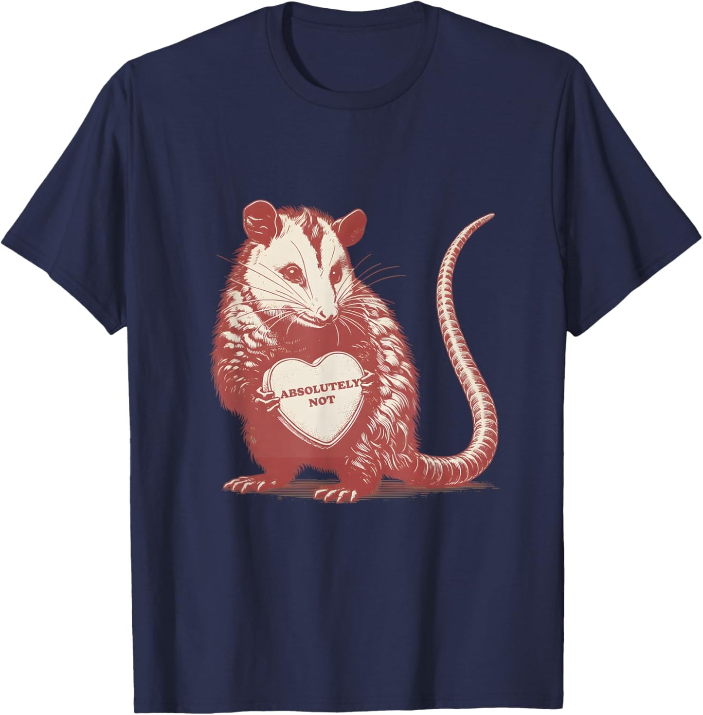 Funny Opossum Absolutely Not Valentine Graphic T-Shirt - T-Shirt | Navy