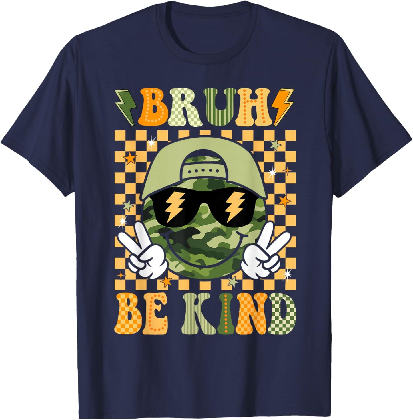 Bruh Be Kind Inspirational Kid Boy Camo Kindness Camouflage T-Shirt - T-Shirt | Navy