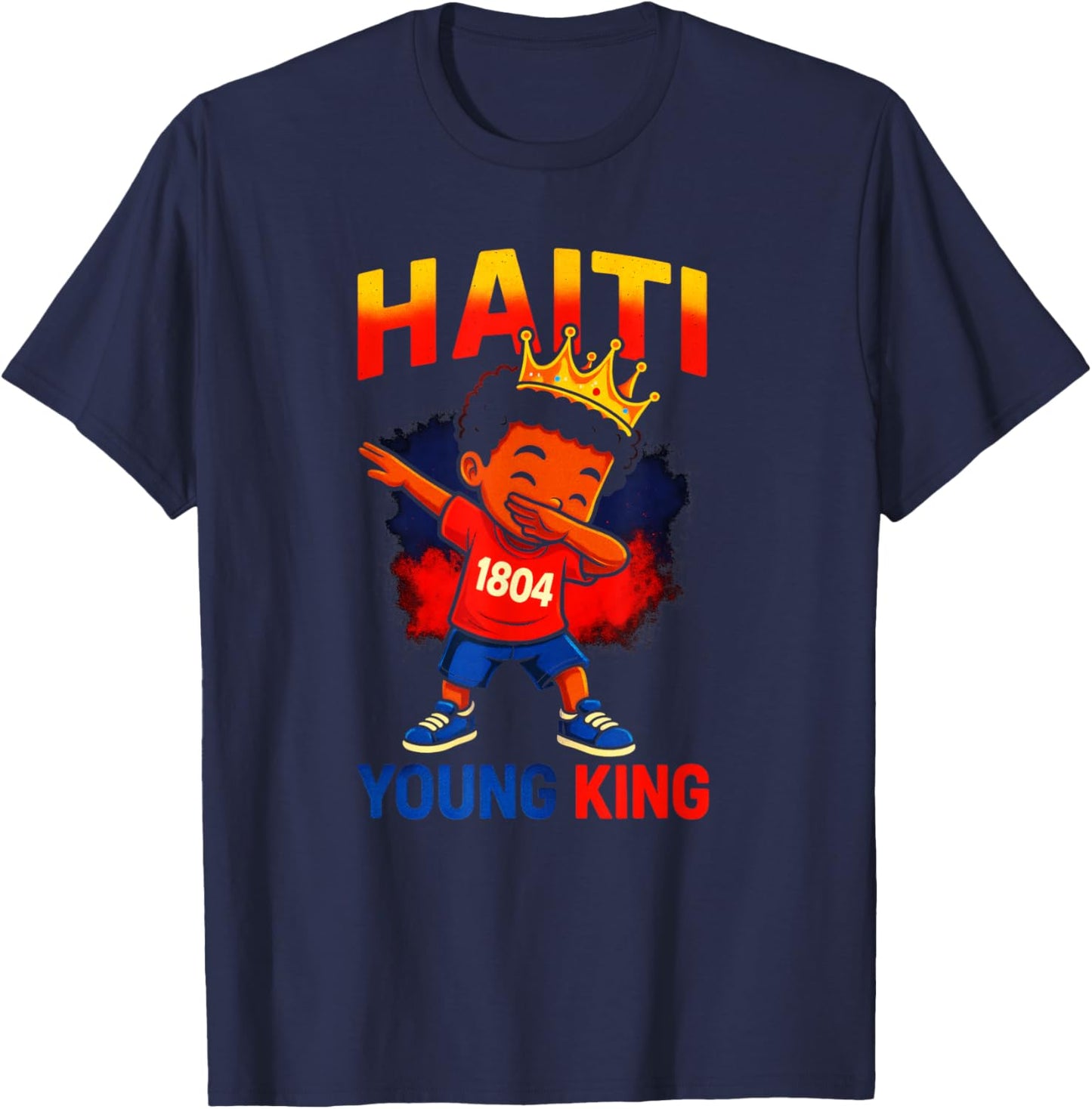 Haiti Young King - Haitian Flag Melanin Pride T-Shirt - T-Shirt | Navy
