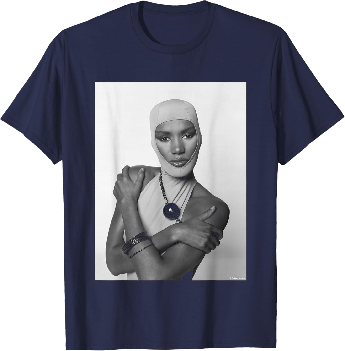 Fashion & Music Icon Grace Jones by Allan Ballard T-Shirt - T-Shirt | Navy