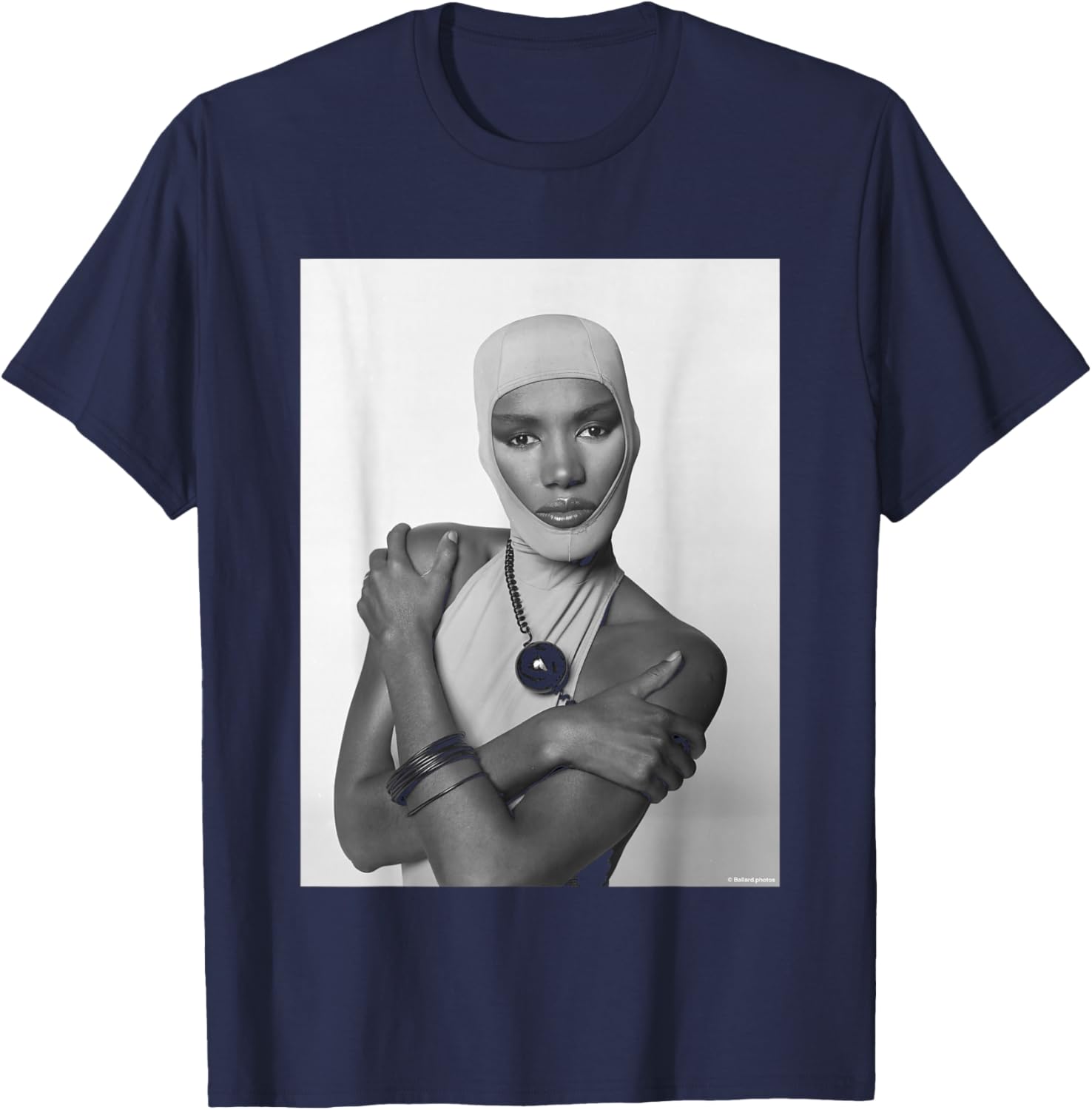 Fashion & Music Icon Grace Jones by Allan Ballard T-Shirt - T-Shirt | Navy