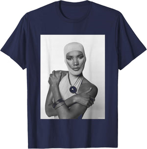 Fashion & Music Icon Grace Jones by Allan Ballard T-Shirt - T-Shirt | Navy
