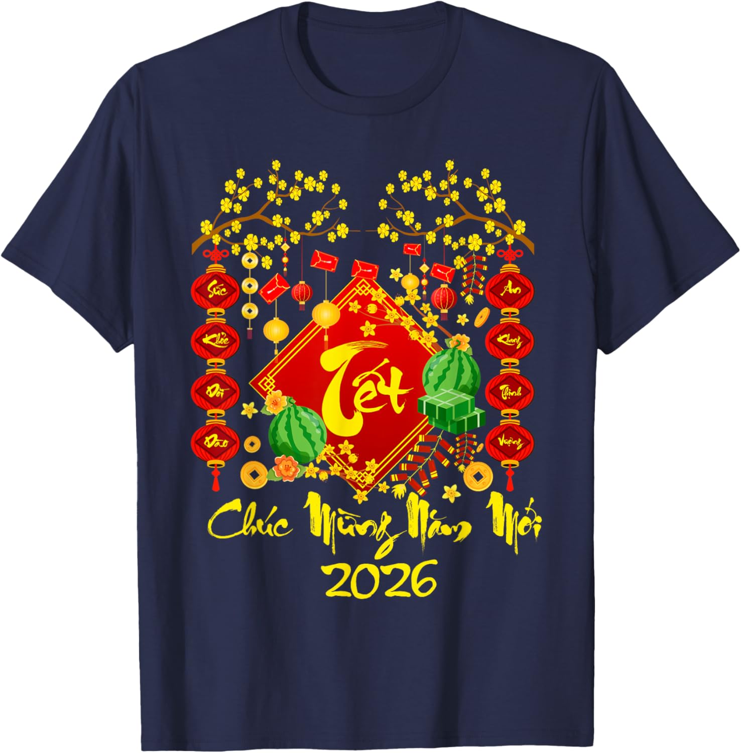 TET 2026 Chuc Mung NAM Moi Horse Vietnamese Lunar New Year T-Shirt - T-Shirt | Navy