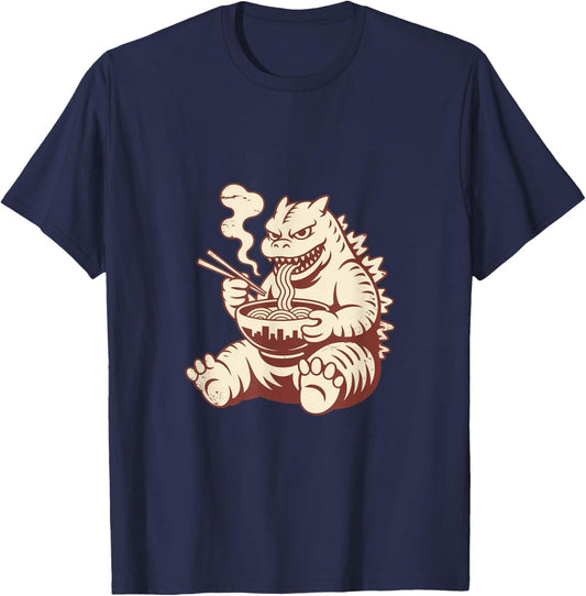 Retro Kaiju Ramen Kawaii Fun Japanese Noodle Food Lover Gift T-Shirt - T-Shirt | Navy