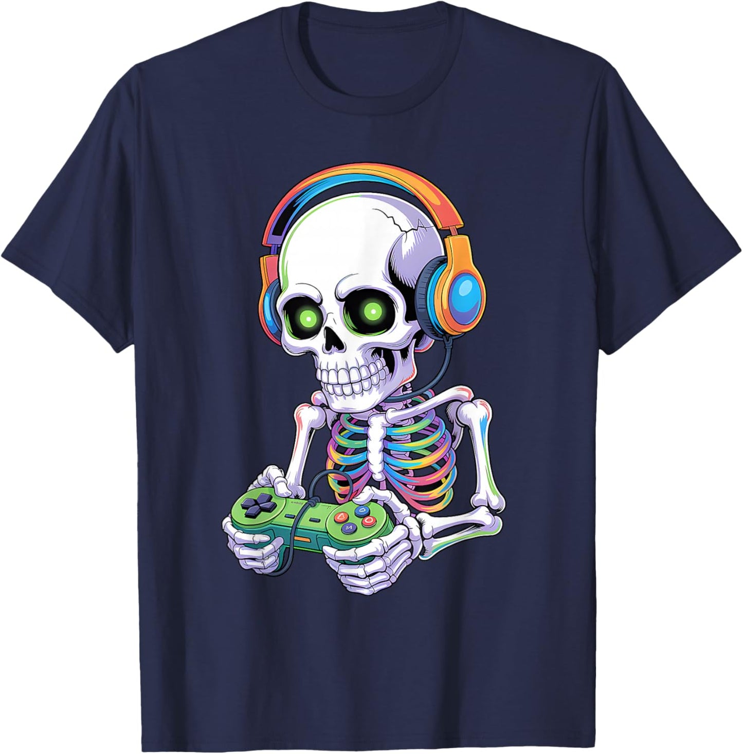 Gamer Skeleton Video Games Boys Teen Gaming Skeleton Lover T-Shirt - T-Shirt | Navy