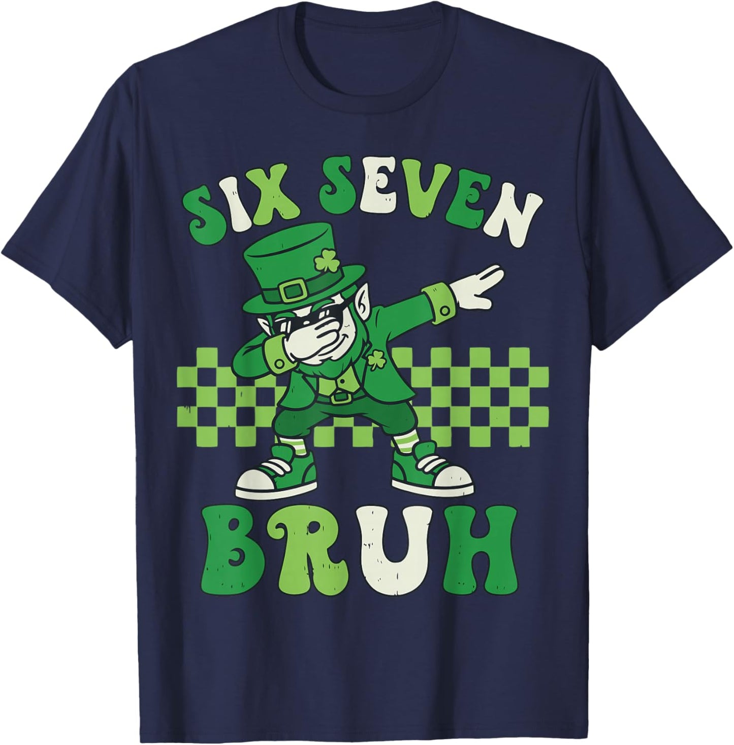 Kids Meme Six Seven Bruh Leprechaun St Patricks Day 67 T-Shirt - T-Shirt | Navy