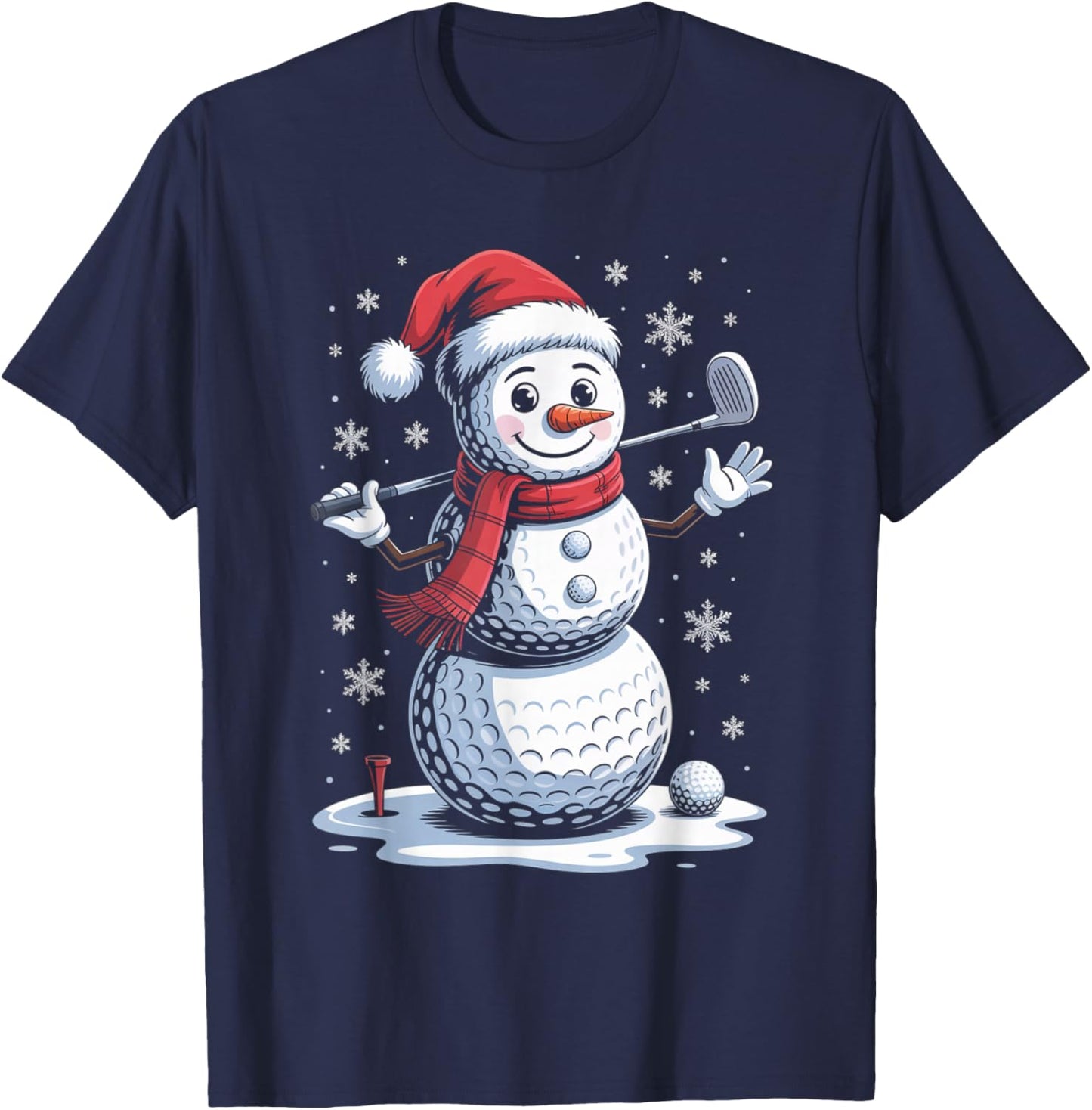 Snowman Golf Ball for Christmas Golf Ball Christmas Boys T-Shirt - T-Shirt | Navy