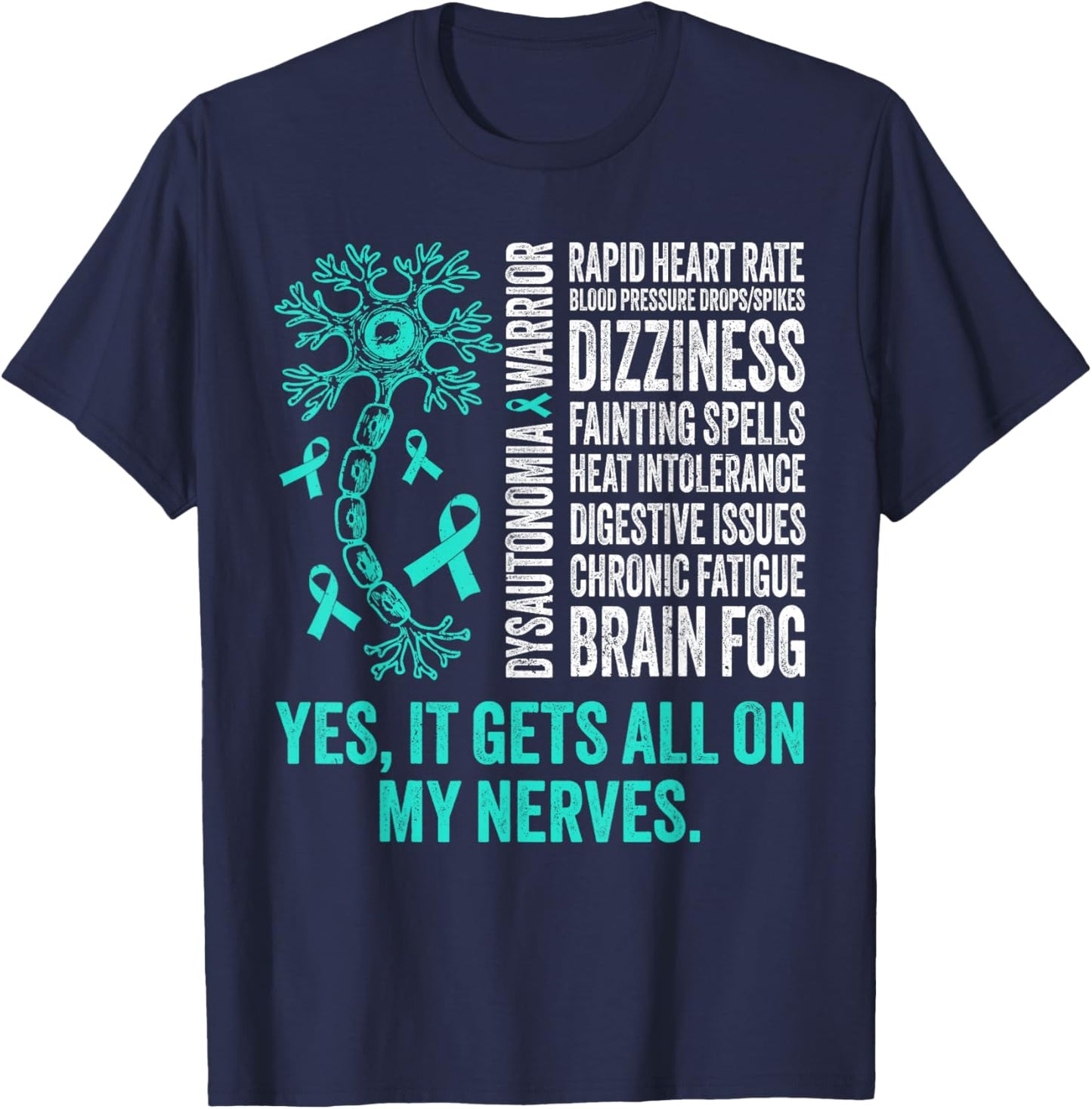 Dysautonomia Warrior Dysautonomy Awareness Pots Warrior T-Shirt - T-Shirt | Navy