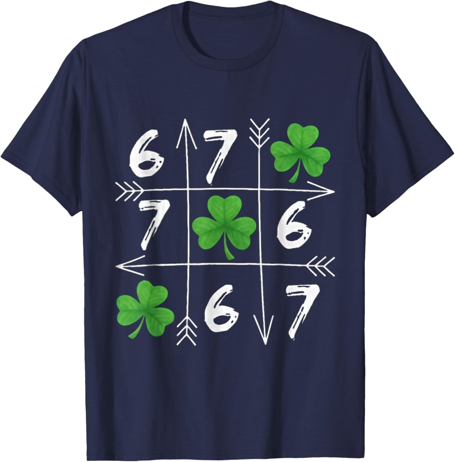 Six Seven 67 Meme 6 7 St. Patrick´s Day Shamrock T-Shirt - T-Shirt | Navy