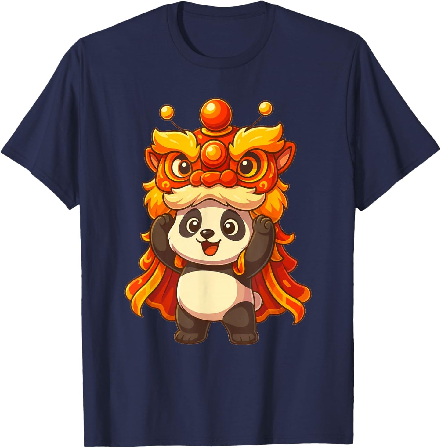 Chinese Lunar New Year Lion Dance Cute Panda China Culture T-Shirt - T-Shirt | Navy