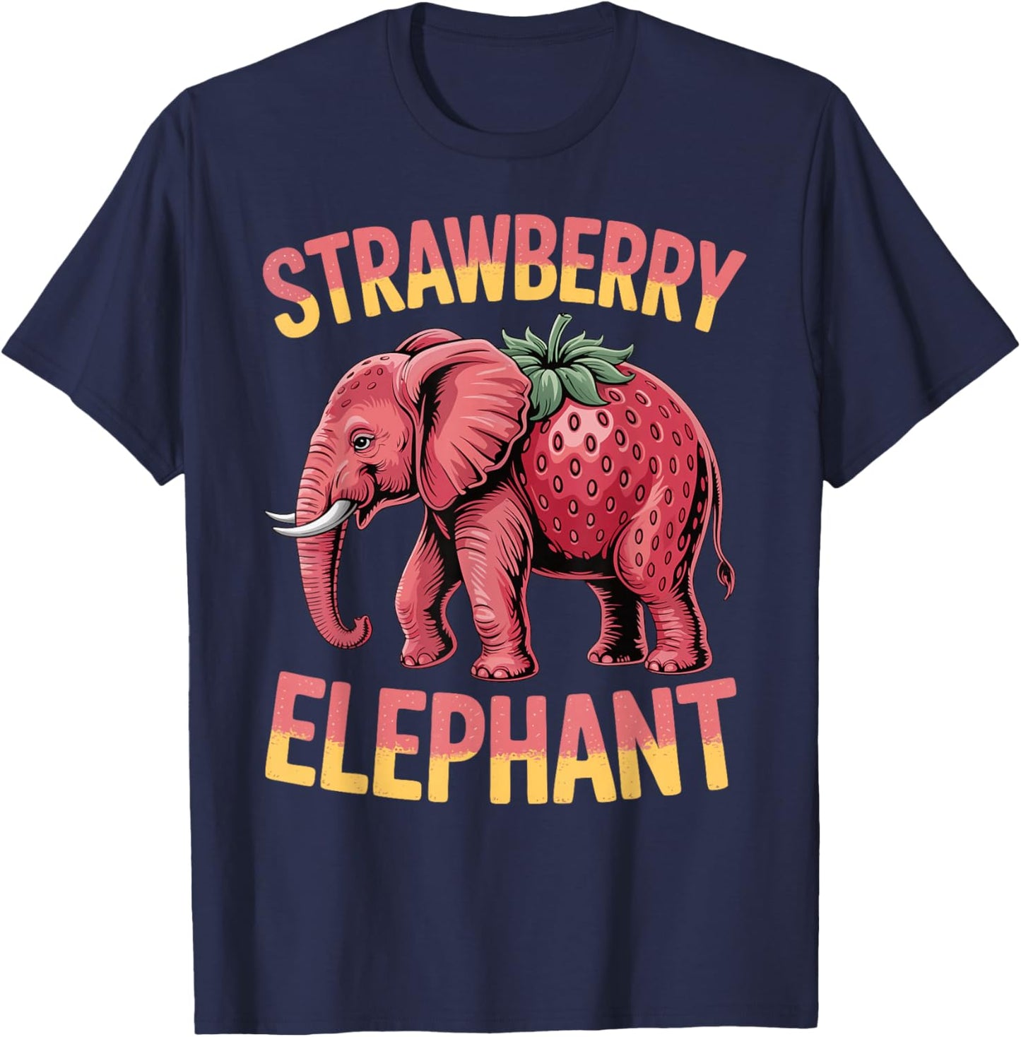 Strawberry Elephant Cute Meme Kids Italian Brainrot Girl Boy T-Shirt - T-Shirt | Navy