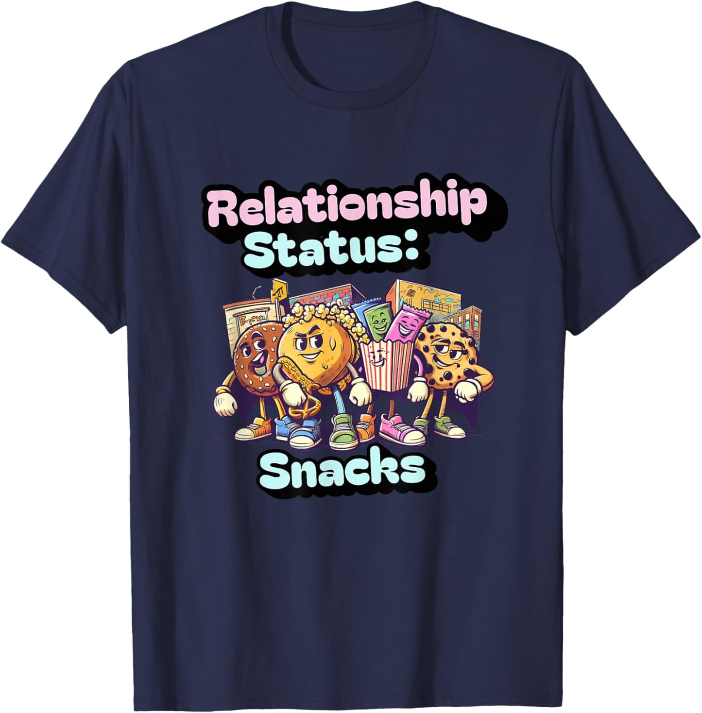 Relationship Status: Snacks – Funny Food Lover Graphic T-Shirt - T-Shirt | Navy