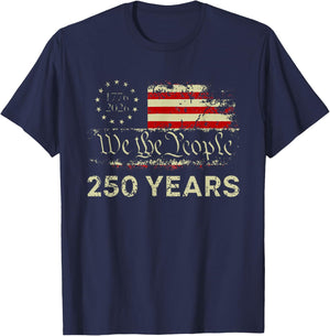 We The People 250 Years 1776-2026 250th Birthday USA Flag T-Shirt - T-Shirt | Navy