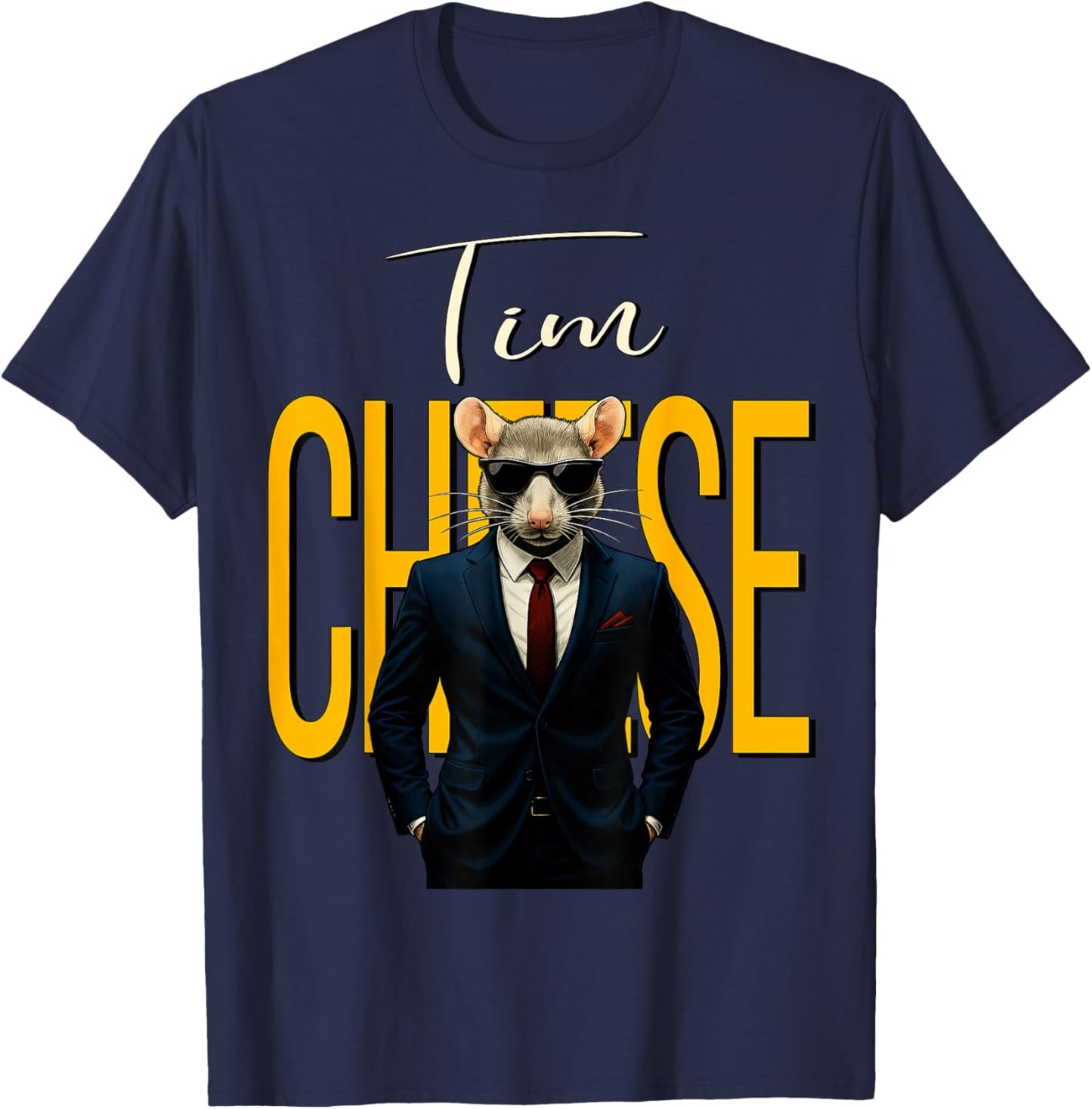 Tim Cheese - Funny Secret Agent Mouse Brainrot Kids Gaming T-Shirt - T-Shirt | Navy