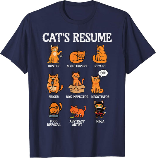 Cats Resume Hunter Sleep Expert Funny Kitten Women Girls Kid T-Shirt - T-Shirt | Navy