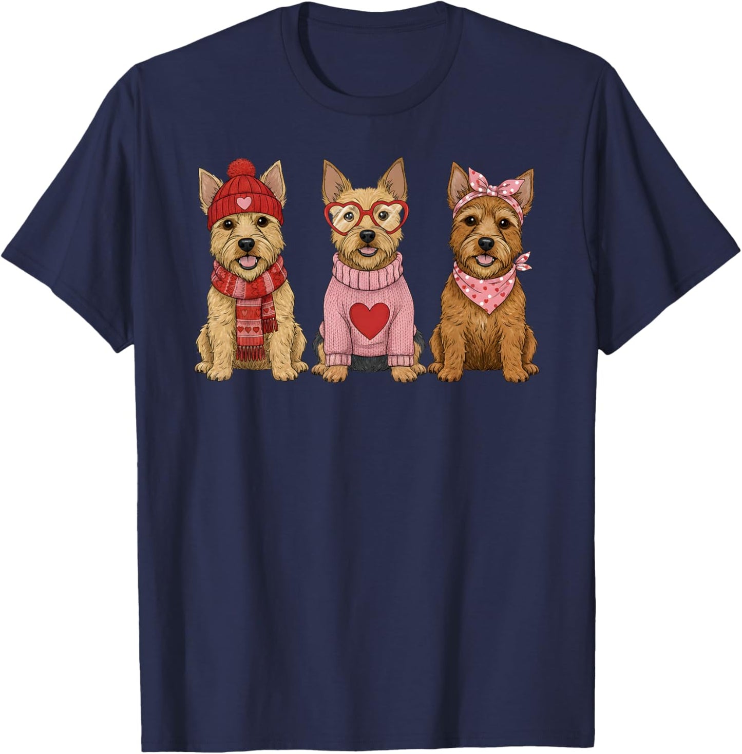 Cute Norwich Terrier Valentine Dog T-Shirt - T-Shirt | Navy