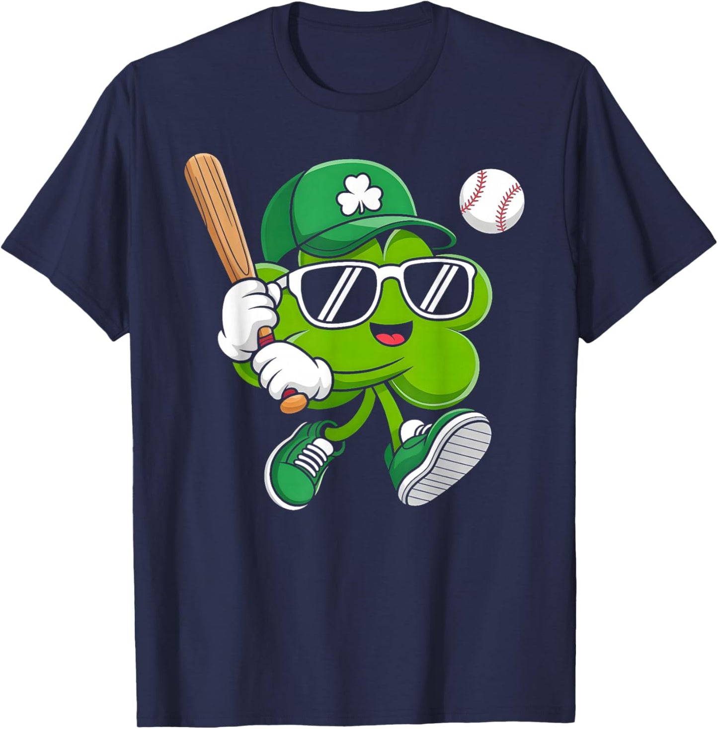 Irish Lucky Shamrock Baseball St Patricks Day Boys Men Kids T-Shirt - T-Shirt | Navy