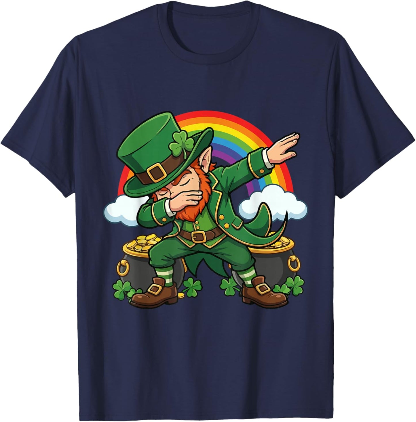 Dabbing Leprechaun St Patricks Day Leprechaun Boys Girls Men T-Shirt - T-Shirt | Navy
