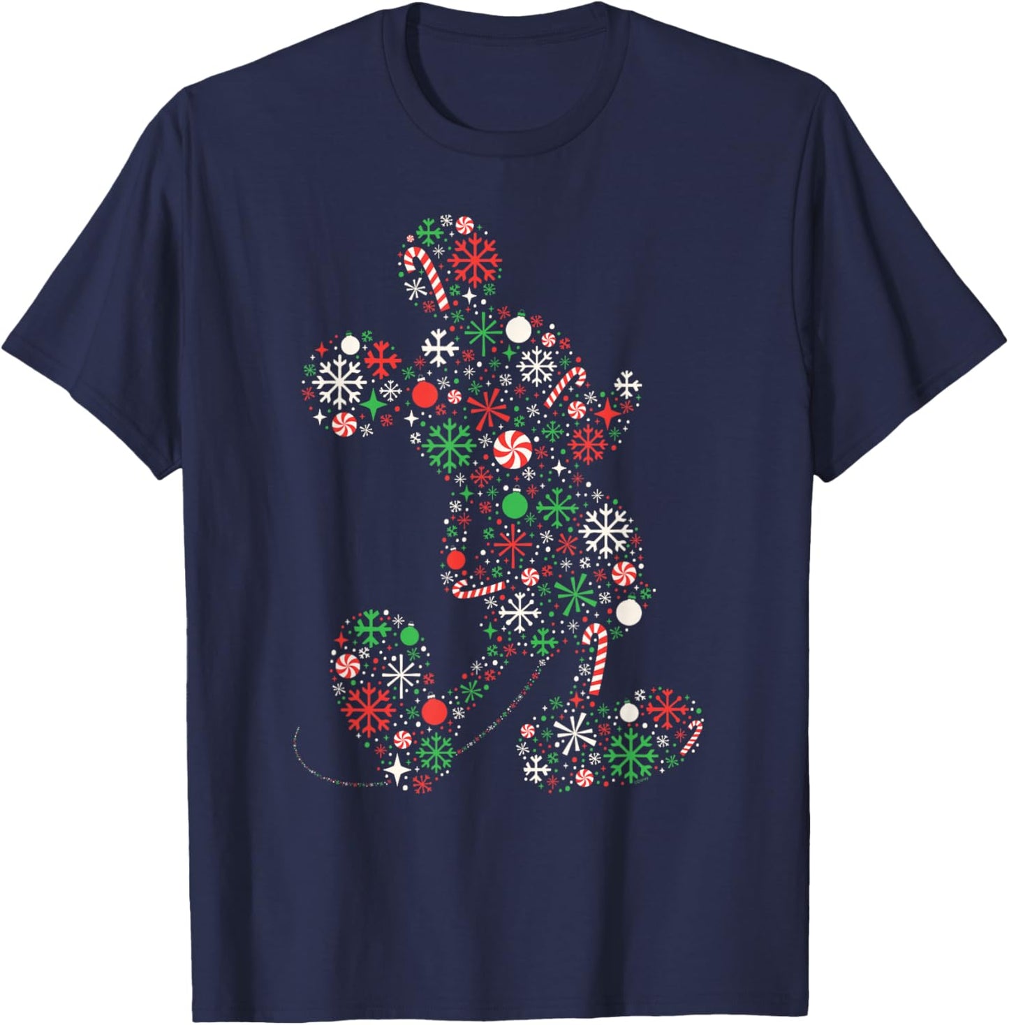 Disney Mickey Mouse Christmas Holiday Icon Filled Silhouette T-Shirt - T-Shirt | Navy