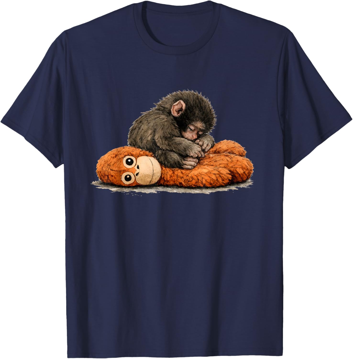 Cute Punch Baby Monkey Punch Trend Meme Graphic T-Shirt - T-Shirt | Navy