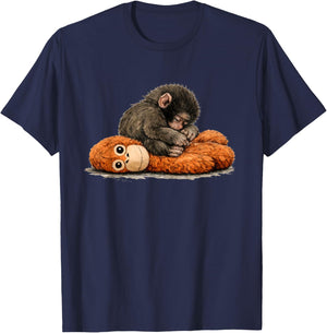 Cute Punch Baby Monkey Punch Trend Meme Graphic T-Shirt - T-Shirt | Navy