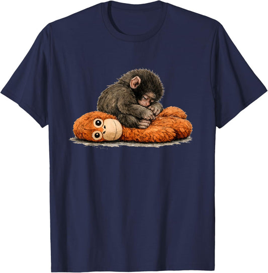 Cute Punch Baby Monkey Punch Trend Meme Graphic T-Shirt - T-Shirt | Navy