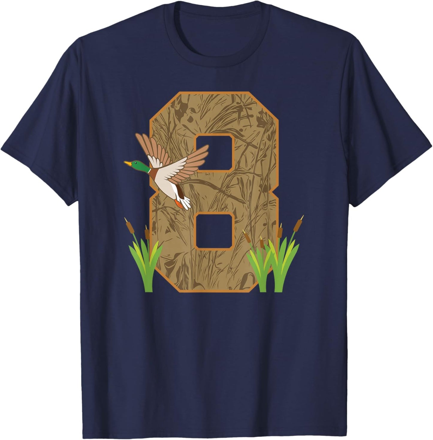 8th Hunting Birthday 8 Year Old Hunter Birthday Party T-Shirt - T-Shirt | Navy