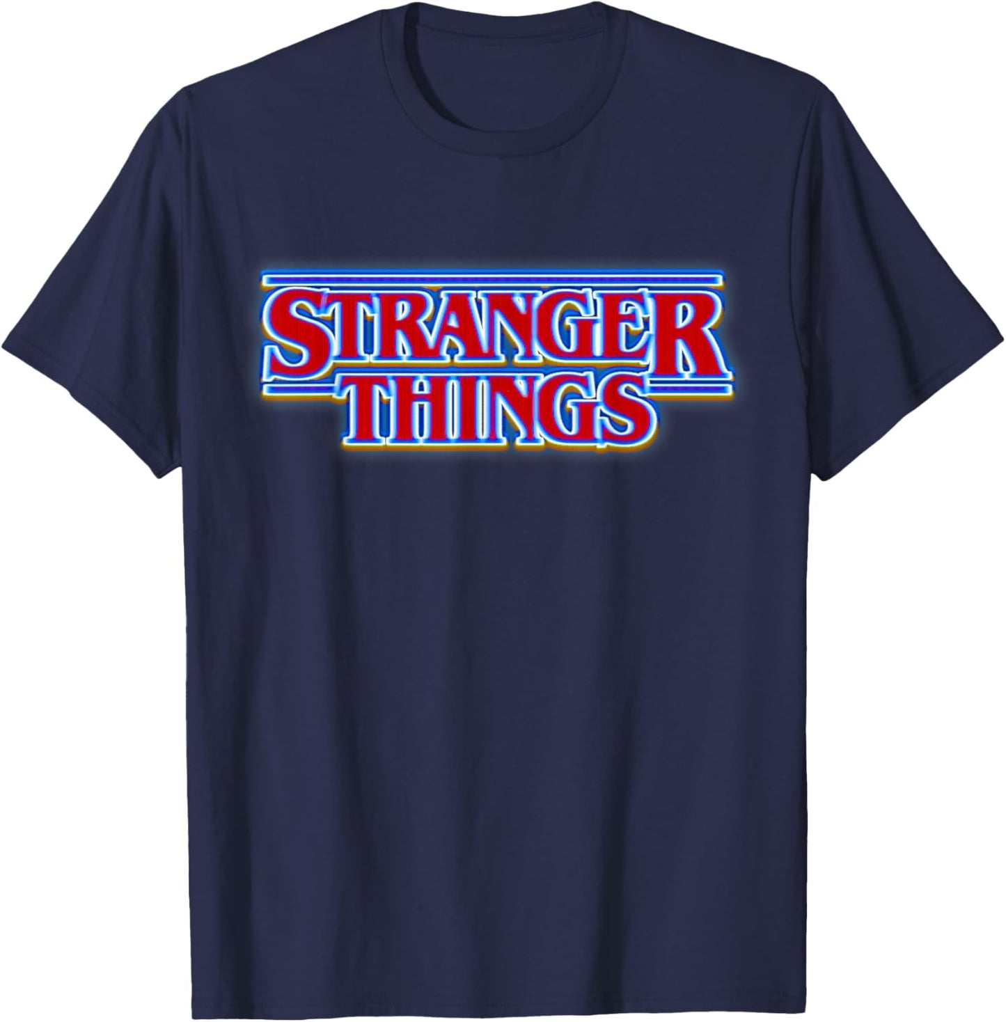 Stranger Things Season 5 Retro Neon Sign Logo T-Shirt - T-Shirt | Navy