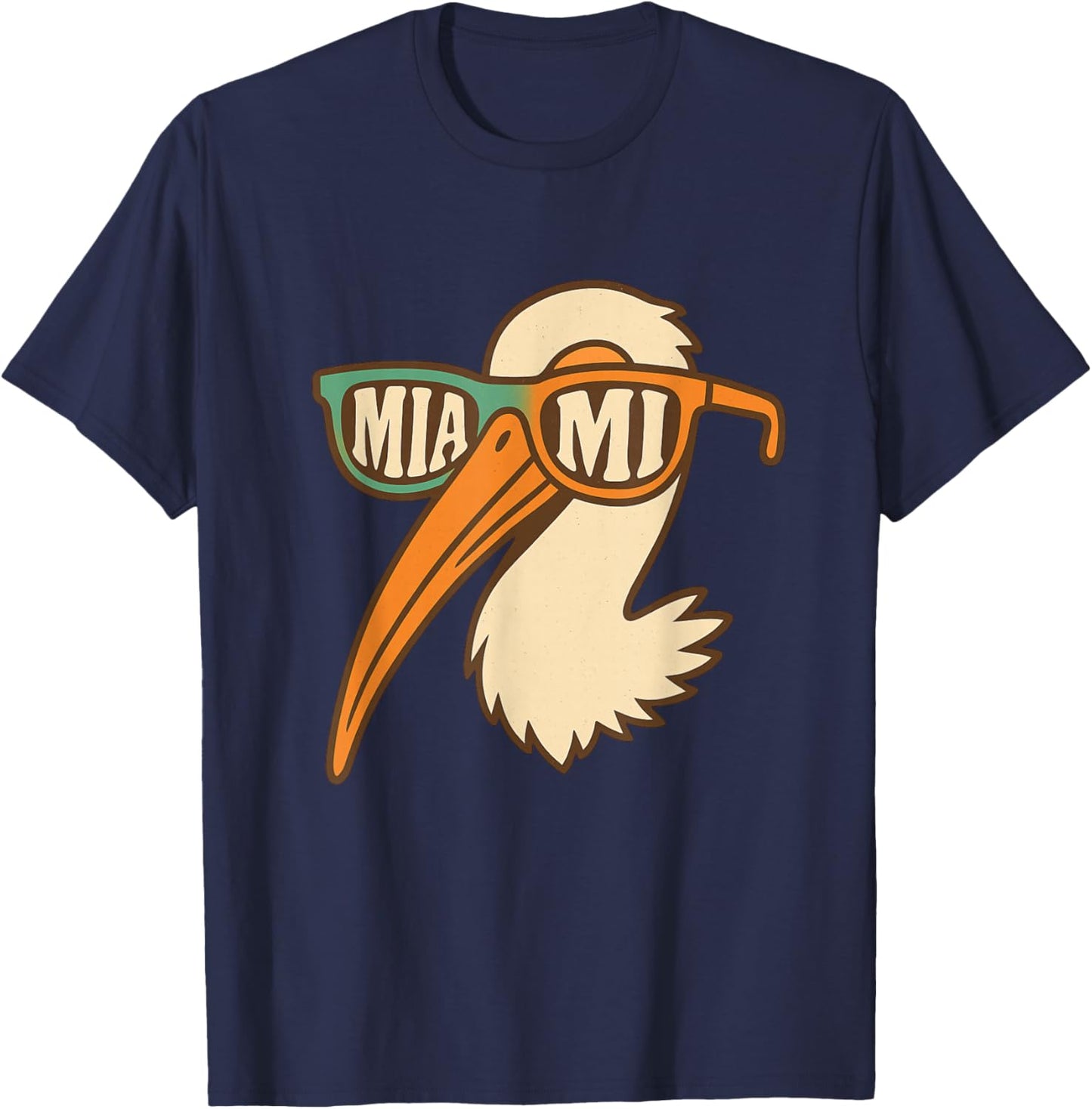 Hilarious American White Ibis Sunglasses Miami Apparel T-Shirt - T-Shirt | Navy