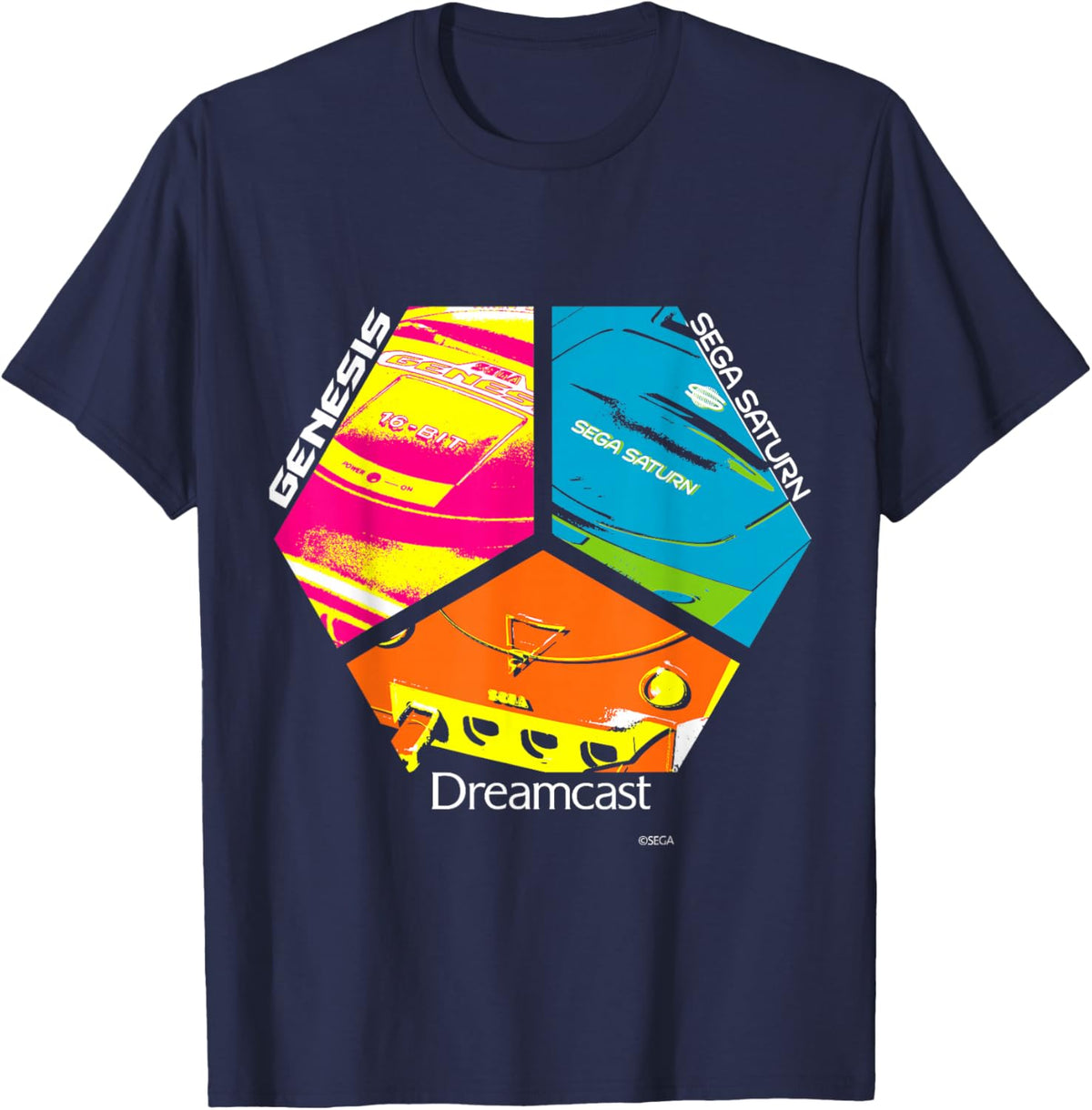 SEGA Dreamcast Genesis Saturn Mixed Console T-Shirt - T-Shirt | Navy