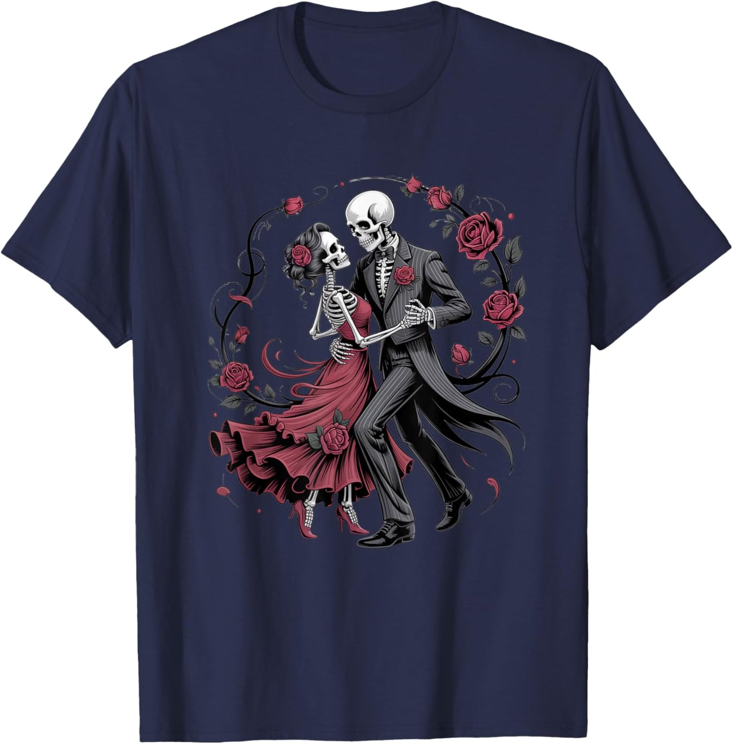 Skeleton Tango Halloween Costume Spooky Dancers Dancing Love T-Shirt - T-Shirt | Navy