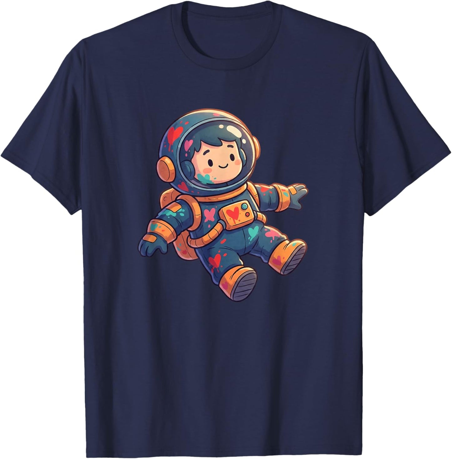 Adorable Kawaii Astronaut Space Lover Hearts T-Shirt - T-Shirt | Navy