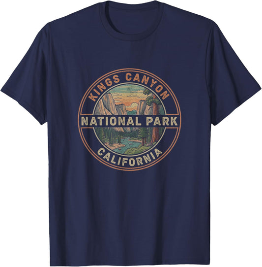 Retro Kings Canyon National Park California Drawing Design T-Shirt - T-Shirt | Navy