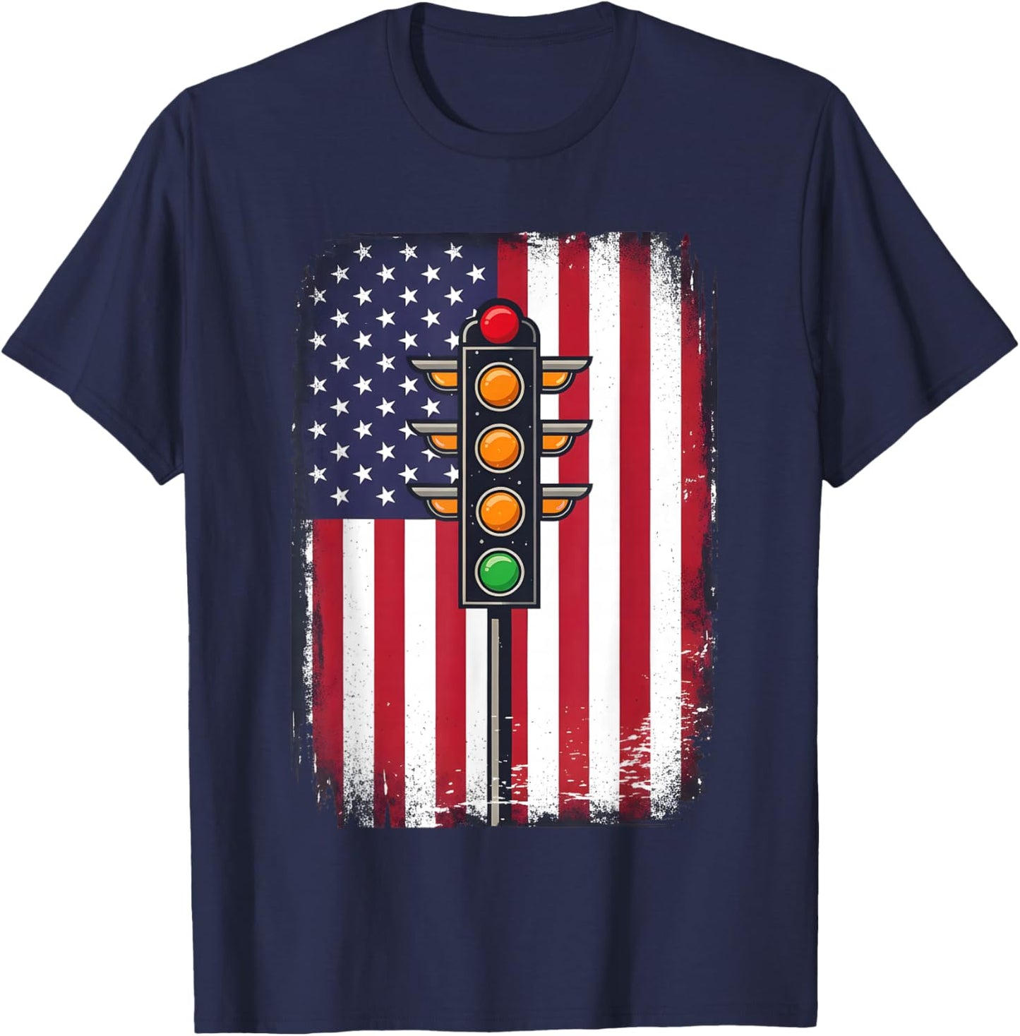 Drag Racing Retro Vintage American Flag Funny Drag Race Men T-Shirt - T-Shirt | Navy