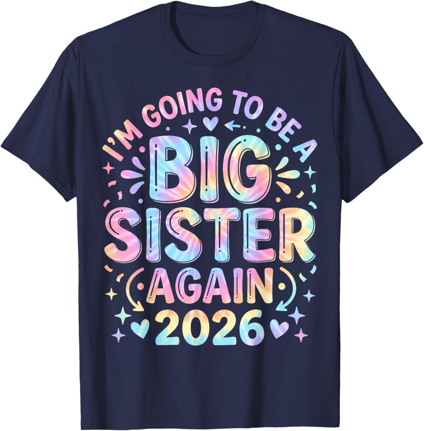 Big Sister Again 2026 Pregnancy Announcement Girls T-Shirt - T-Shirt | Navy